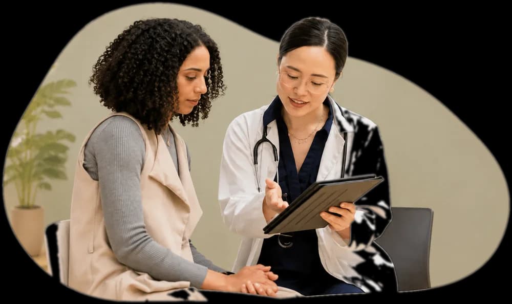 Clinician supporting a patient during treatment